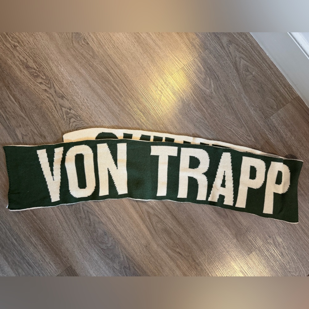 Von Trapp Brewing Green and White Knit Scarf
